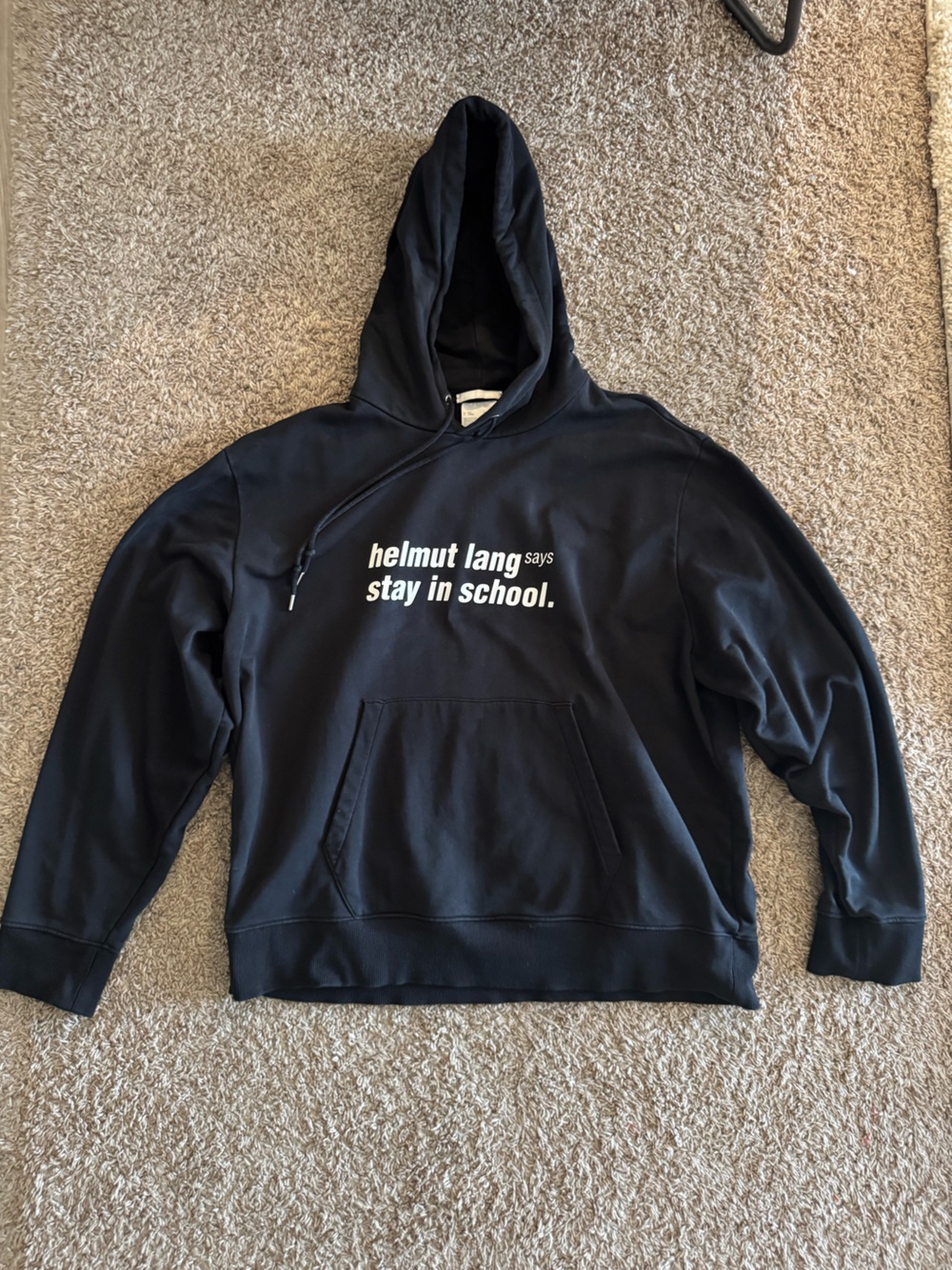 Helmut Lang Black Hoodie with Subtle White Tag
